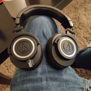 Audio Technica Black and Silver Headphones